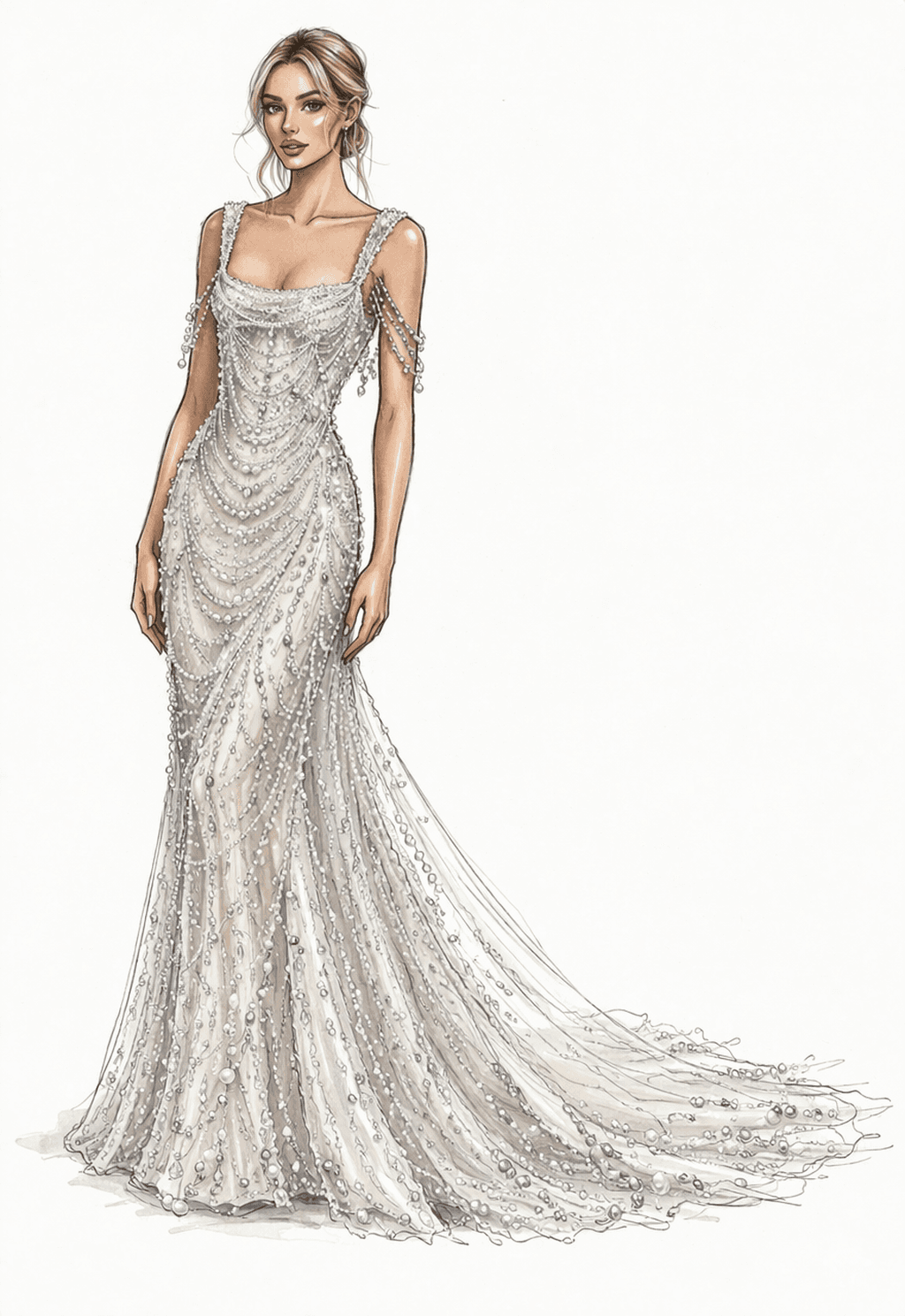 Beaded ivory gown — alternate illustration